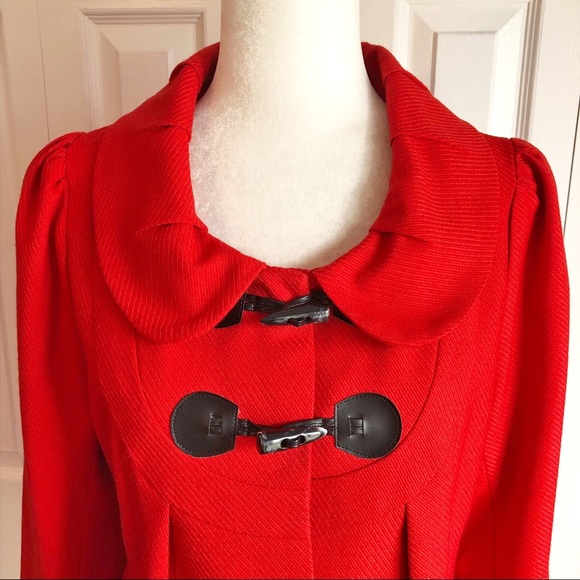 Jonesy Red Lightweight Long Sleeve Toggle Button Jacket Med - Picture 2 of 16